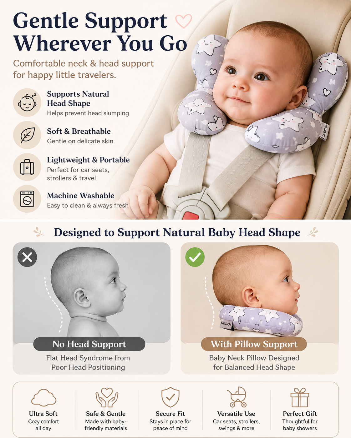 Baby Head Support Pillow