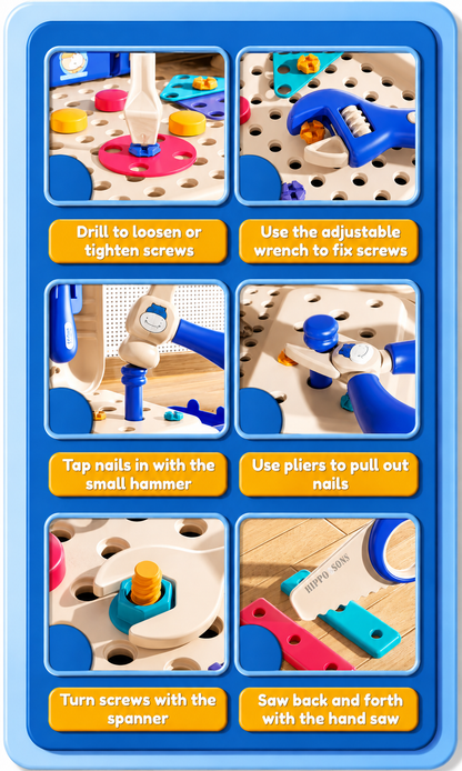 Hippo All-in-one Tool Hub DIY Montessori Tool Box Set