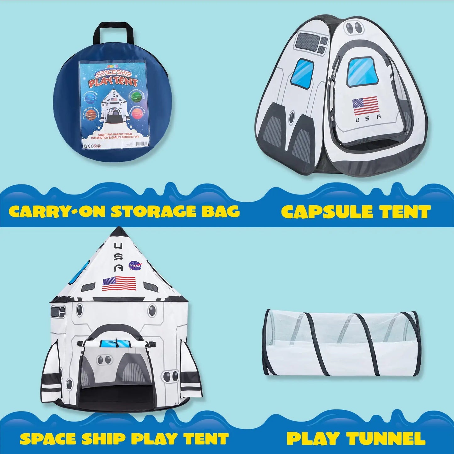 USA Rocket Ship children Play Tent house